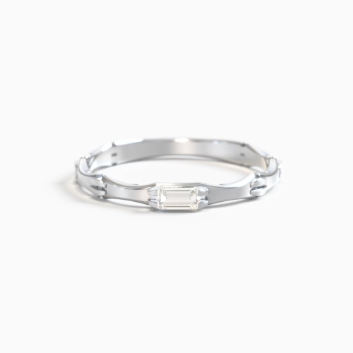 East-West Stackable Baguette Ring with Hinged Texture