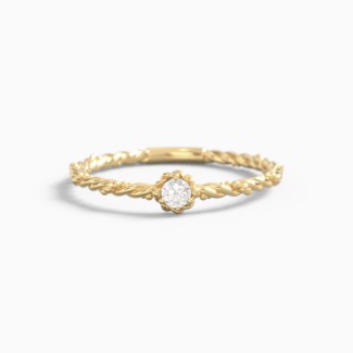 Stackable Gemstone Ring with Twisted Band
