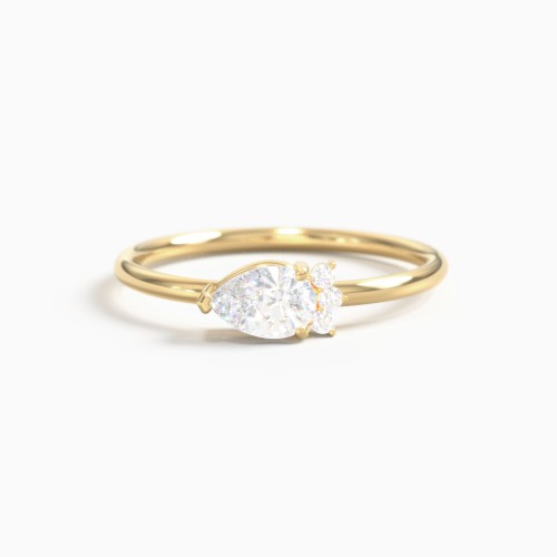 East-West Pear Shaped Ring with Accents
