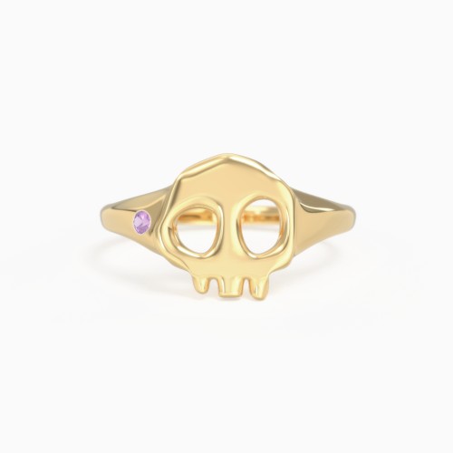 Skull Ring with Accent Stone