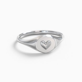Puffed Heart Signet Ring