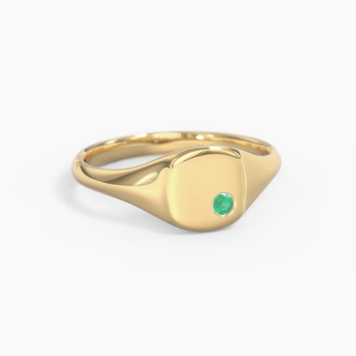 Square Signet Ring with Gemstone