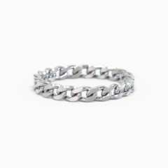 Sterling Silver Curb Link Chain Ring | Lee Fiori