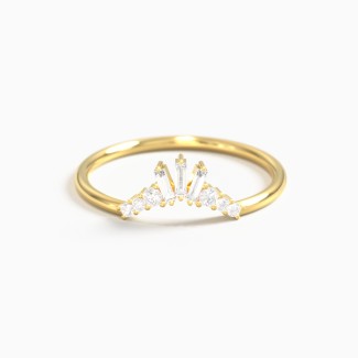 Dainty Curved Tiara Baguette Contour Band