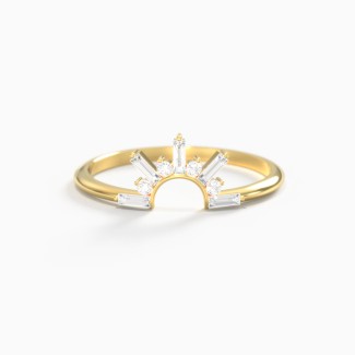 Dainty Sunburst Baguette Contour Band