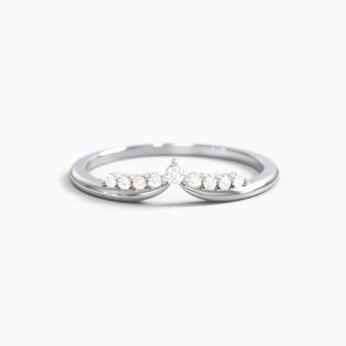 Dainty V-Shaped Contour Band with Accents