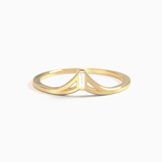 Dainty Solitaire Baguette Contour Ring