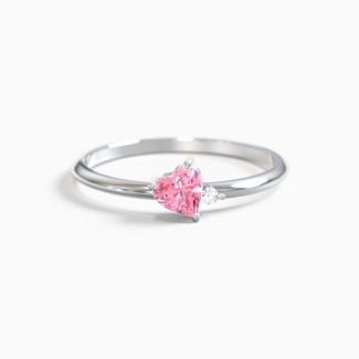 Dainty Diagonal Gemstone Heart Ring with Accent