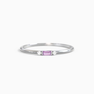Dainty East-West Minimalist Baguette Ring with Accents