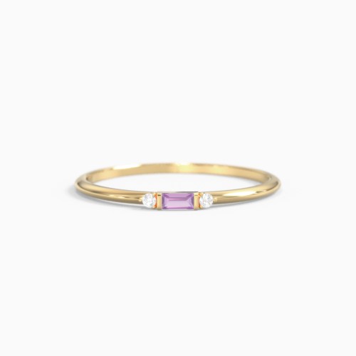 Dainty East-West Minimalist Baguette Ring with Accents