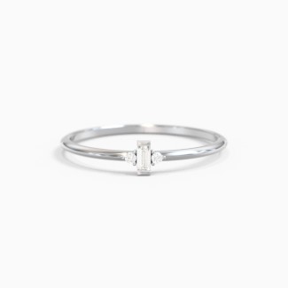Vertical Minimalist Baguette Ring with Accents
