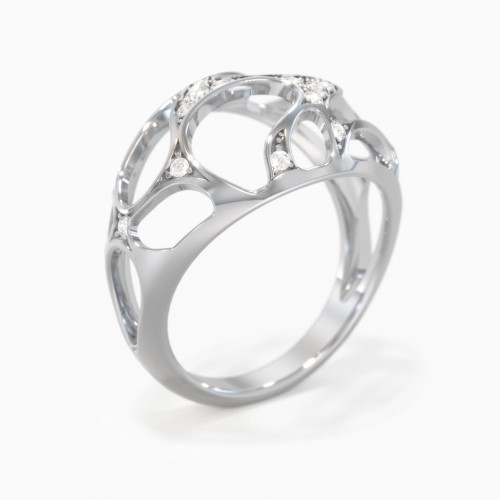 Organic Cut-out Dome Statement Ring With Accents