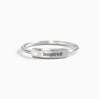Engravable Bar Ring with Accent