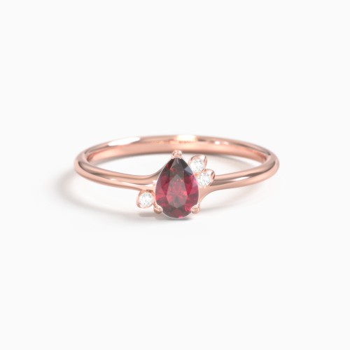 Pear Gemstone Ring with Accents