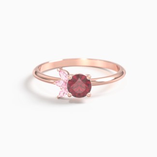 Round Gemstone Ring with Marquise Accents