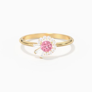 Asymmetrical Gemstone Ring with Baguettes & Accents