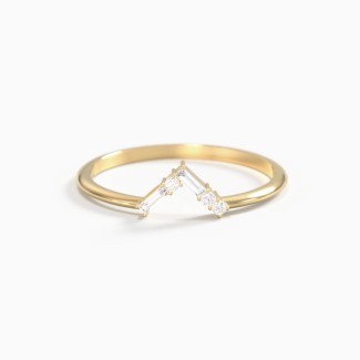 Dainty V-Shaped Band with Baguettes and Accents