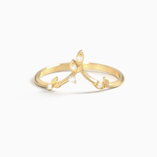 Dainty Deep-V Band with Petal-Shaped Accents