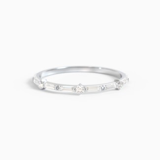 Dainty Gemstone Half Eternity Ring with Baguettes