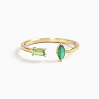 Baguette & Marquise Gemstone Open Cuff Ring