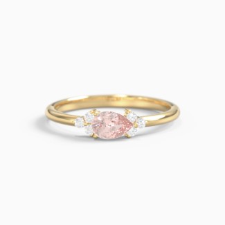 East-West Pear Gemstone Ring With Triple Side Stones