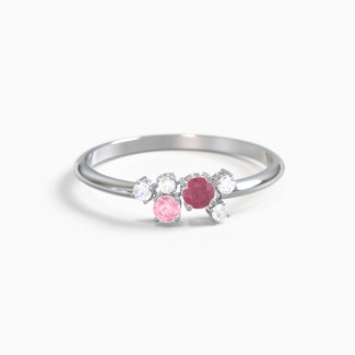 2-Stone Cluster Ring with Accent Stones