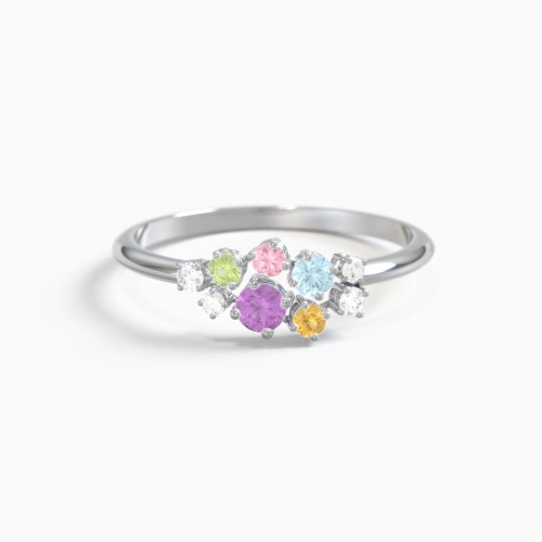 5-Stone Cluster Ring with Accent Stones