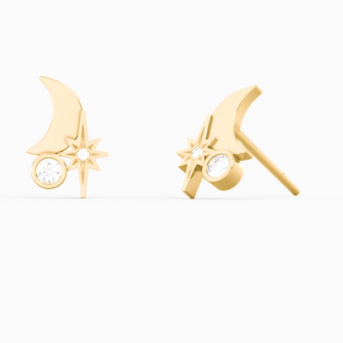Scosha X Moon and Star Stud Earrings with Accents