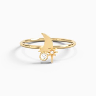 Scosha X Moon and Star Ring with Bezel Set Accent
