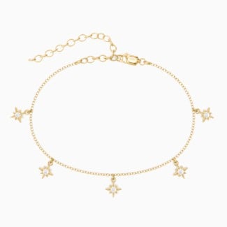 Starburst Charm Anklet with Accents