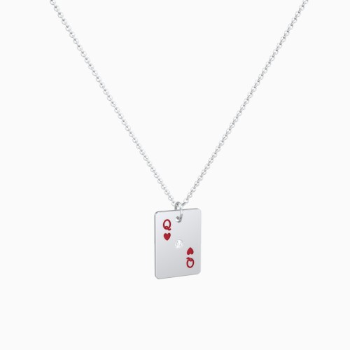 Queen of Hearts Playing Card Charm Necklace