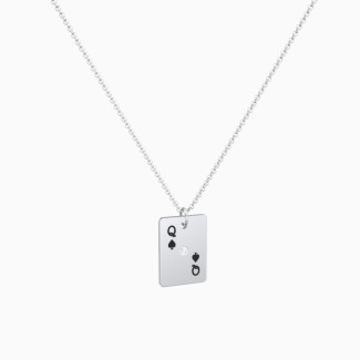 Queen of Spades Playing Card Charm Necklace