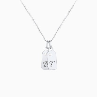 Mini Engravable 2 Dog Tags Necklace with Accents