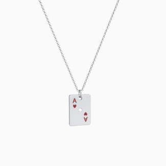 Ace of Hearts Playing Card Charm Necklace