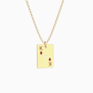 Large King of Diamonds Playing Card Charm Necklace