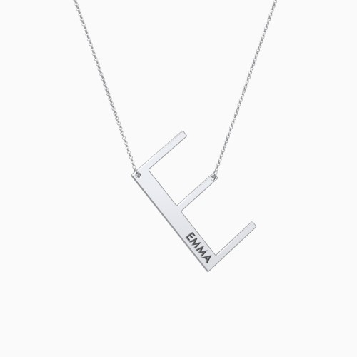 Engravable Asymmetrical Initial Necklace - E