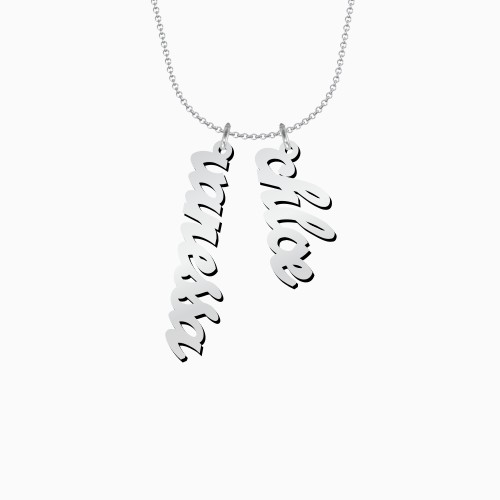 Personalised Vertical 2 Name Necklace in Emeril