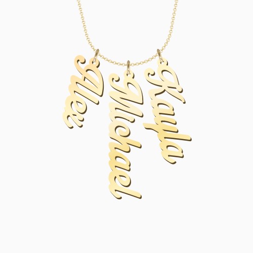 Personalised Vertical 3 Name Necklace in Glamorous