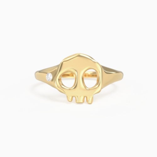 Skull Ring with Accent Stone