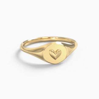 Puffed Heart Signet Ring