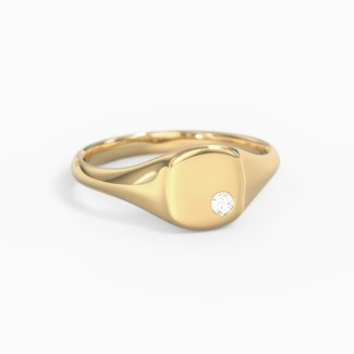 Square Signet Ring with Gemstone