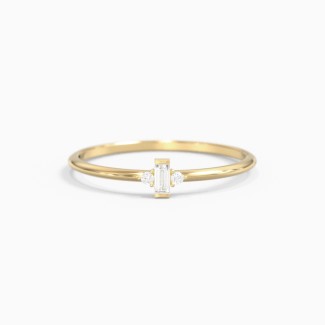 Vertical Minimalist Baguette Ring with Accents