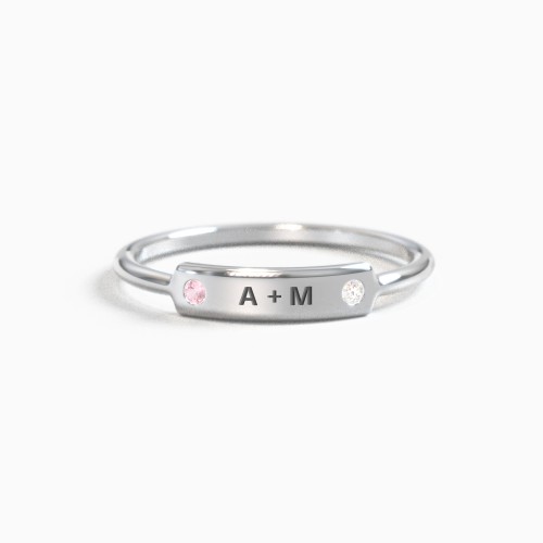 Engravable Bar Ring with Accents