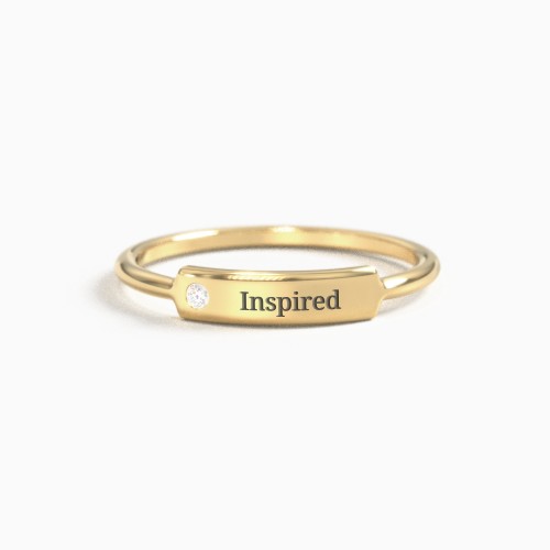 Engravable Bar Ring with Accent