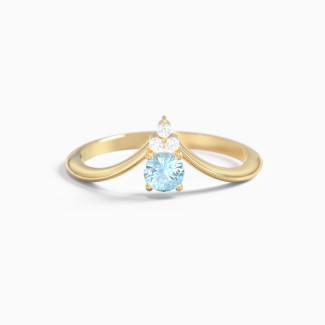 Deep-V Band Gemstone Ring with Accent Cluster