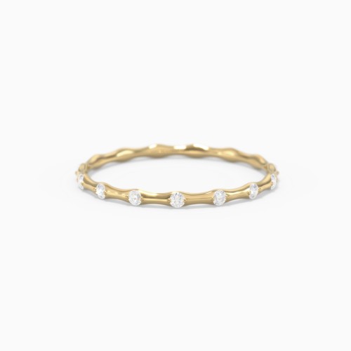 Dainty Stackable Half Eternity Ring with Bezel Set Accents