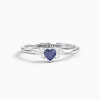 Heart Gemstone Ring With Triple Side Stones